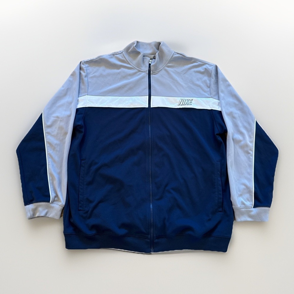 Vintage Nike Jacket‎ Mens XL Gray Colorblock Track Full Zip Swoosh Logo Y2k